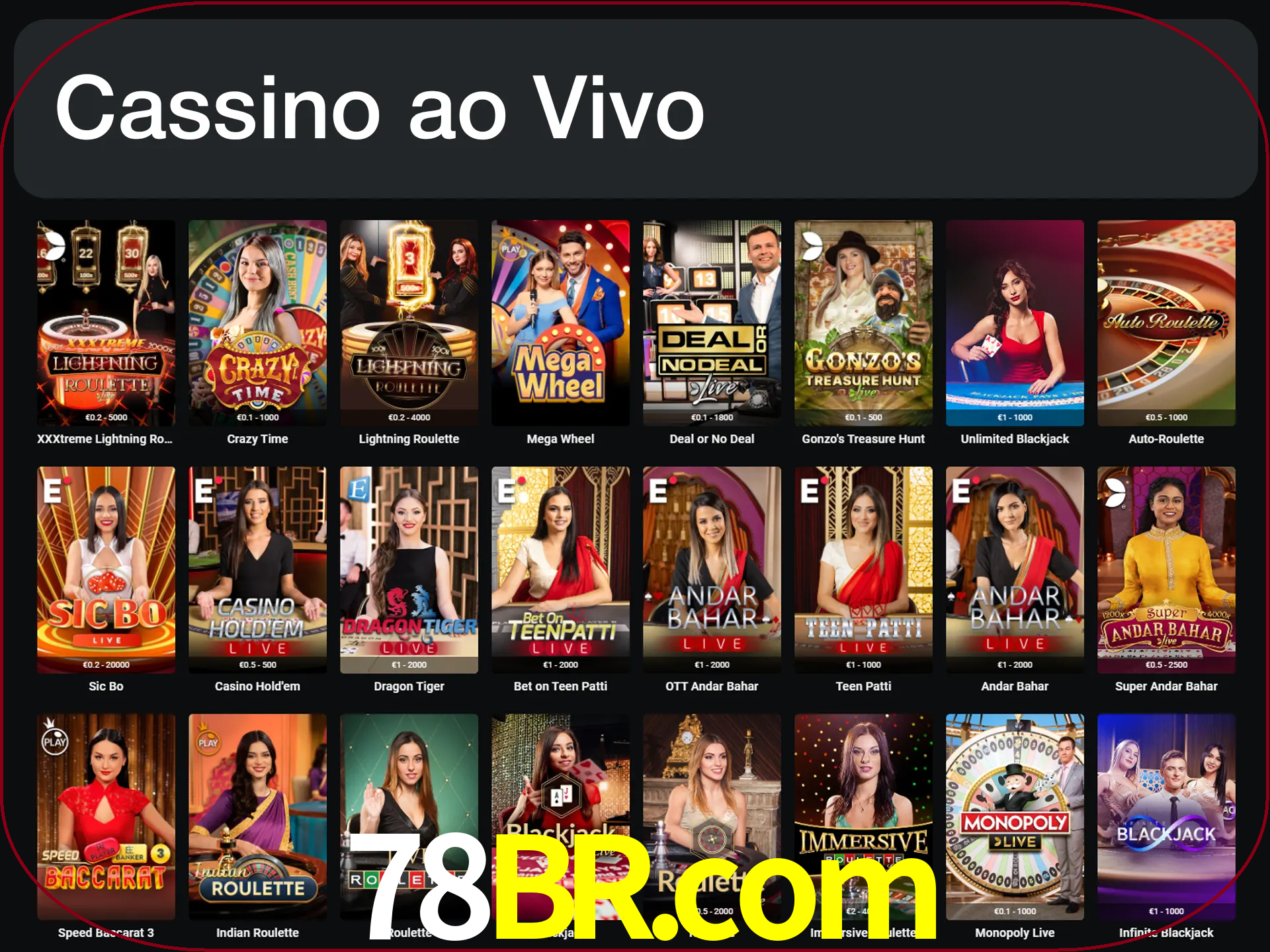 Jogue jogos de cassino com um verdadeiro dealer.